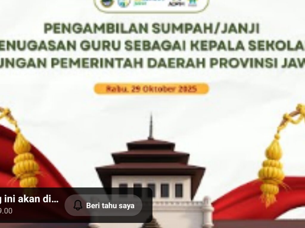 Live streaming sumpah jabatan kepsek BKD Prov Jabar