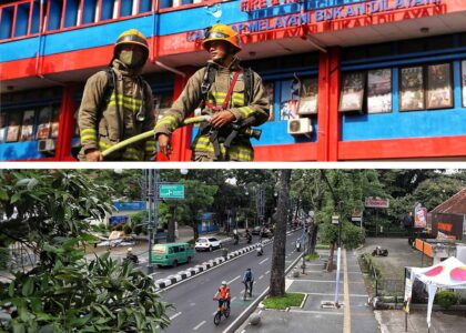 Apel kesiapsiagaan personel Disdamkarmatan Kota Bandung di halaman kantor