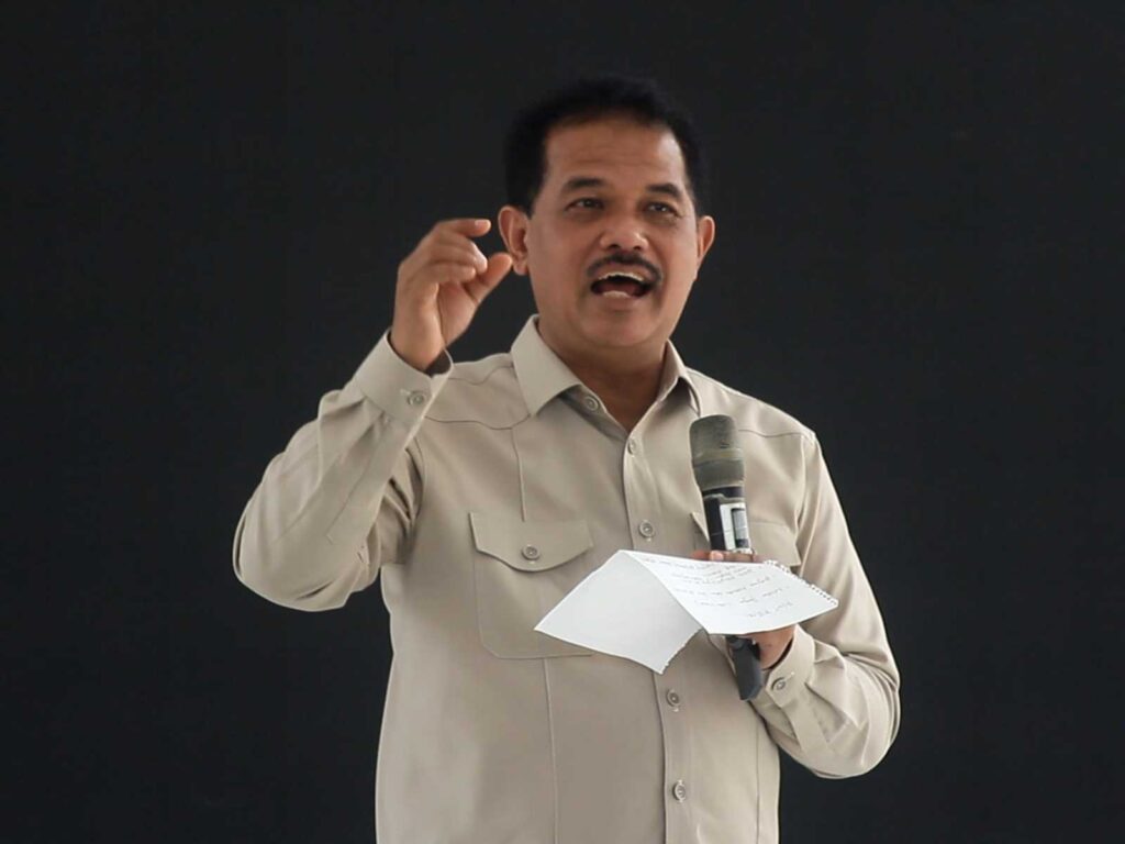 Sekjen Kementan Suwandi saat memberi materi ketahanan pangan di Siliwangi Santri Camp Rindam Bandung