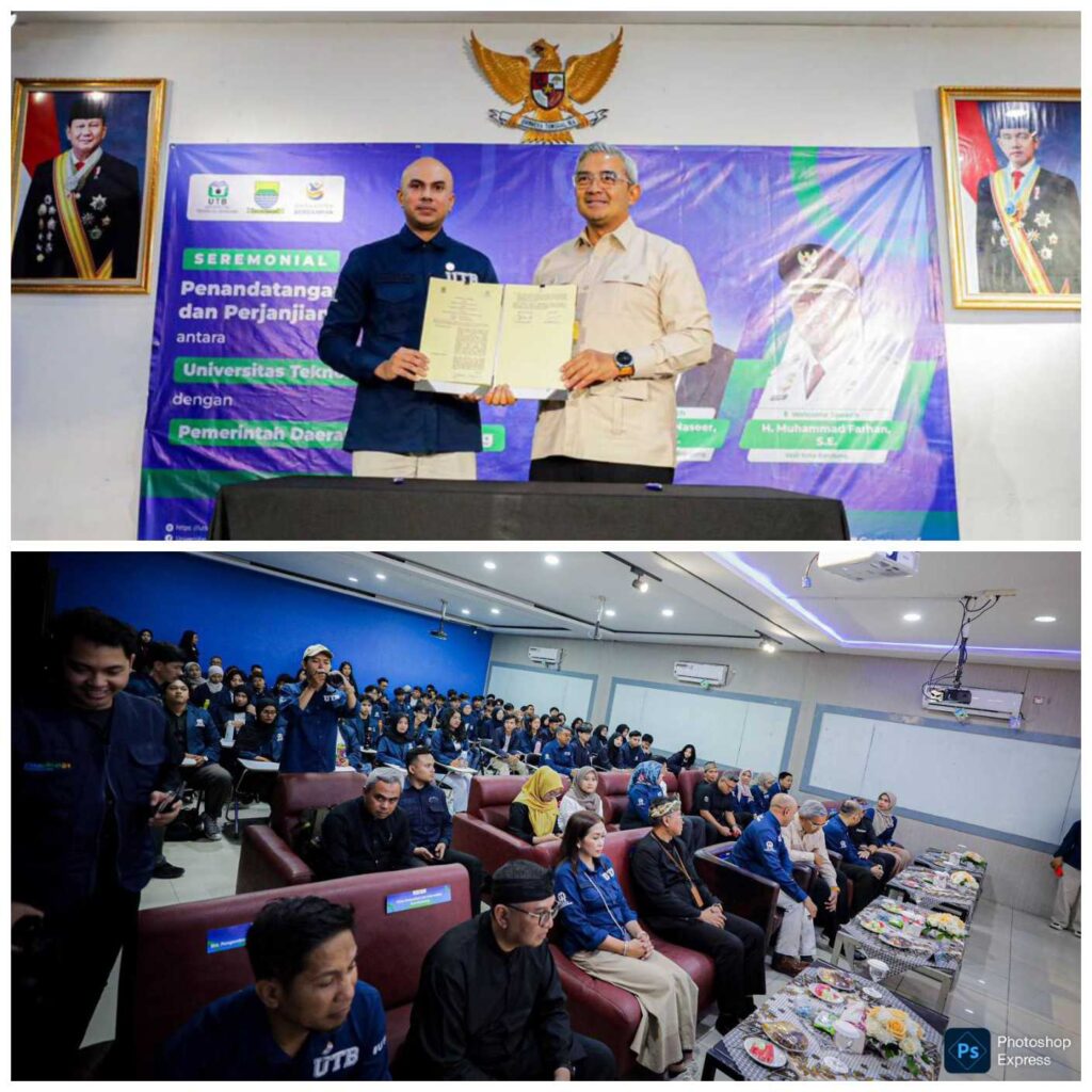 Wali Kota Bandung Muhammad Farhan dan Rektor UTB menandatangani kesepakatan kerjasama peningkatan SDM di Kampus UTB.