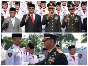Pangdam III Siliwangi Mayjen TNI Kosasih bersama jajaran Forkopimda Jabar dan Paskibra pada upacara Hari Lahir Pancasila 2026 di Bandung