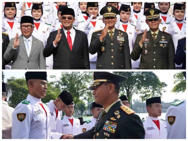 Pangdam III Siliwangi Mayjen TNI Kosasih bersama jajaran Forkopimda Jabar dan Paskibra pada upacara Hari Lahir Pancasila 2026 di Bandung